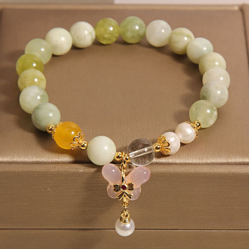 Buddha Stones Natural Butterfly Serpentine Jade Yanyuan Agate Luck Bracelet - image 4