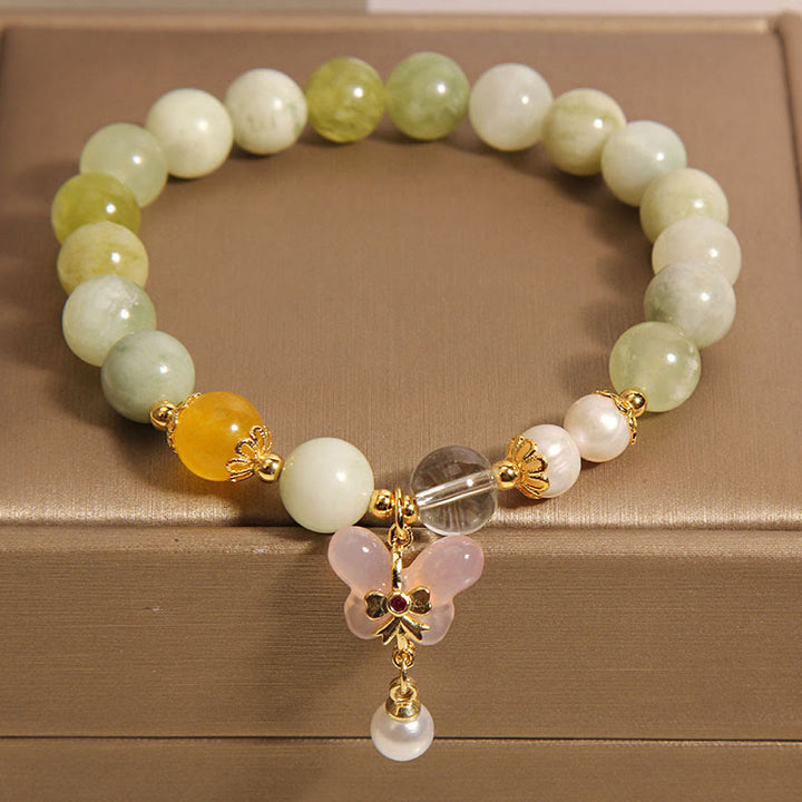 Buddha Stones Natural Butterfly Serpentine Jade Yanyuan Agate Luck Bracelet - image 4