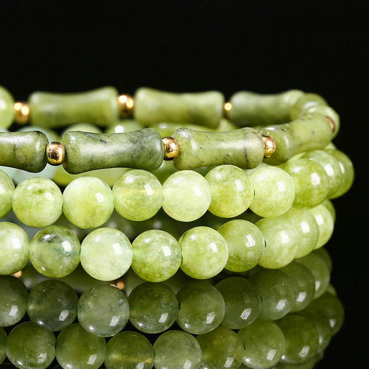 Buddha Stones Retro Multilayer Lily of the Valley Bamboo Green Chalcedony Strength Bracelet - image 11