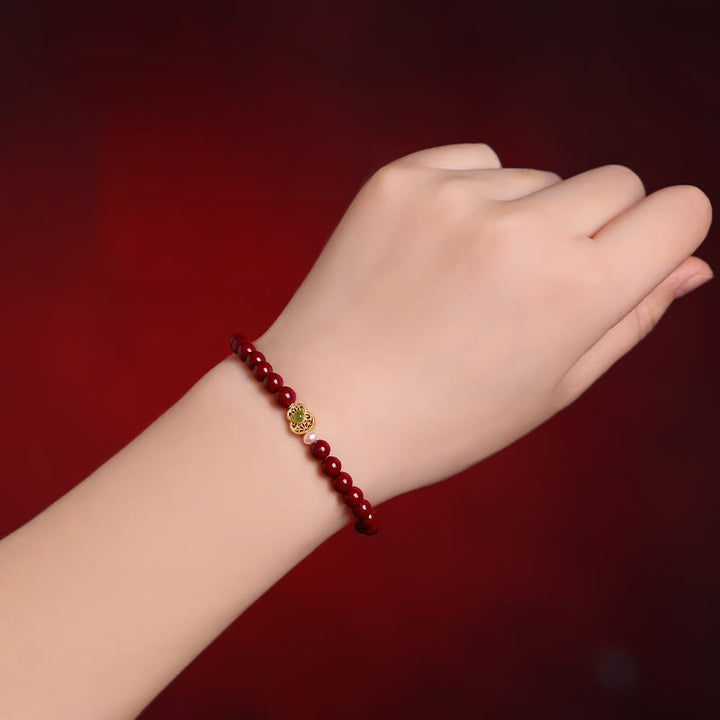 Buddha Stones Gourd Pearl Cinnabar Blessing Beads Bracelet - image 3