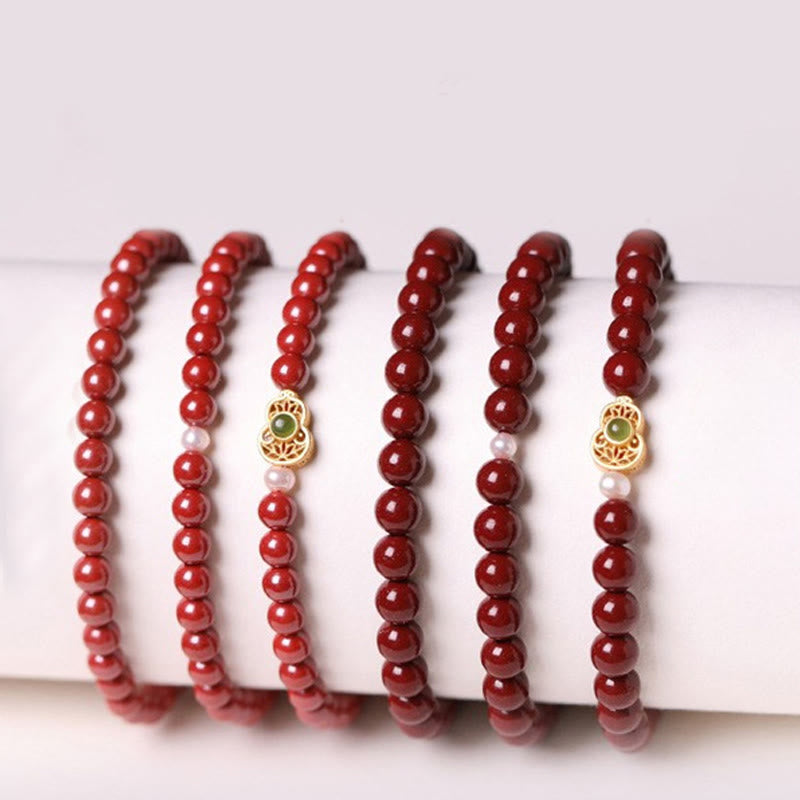 Buddha Stones Gourd Pearl Cinnabar Blessing Beads Bracelet - image 18