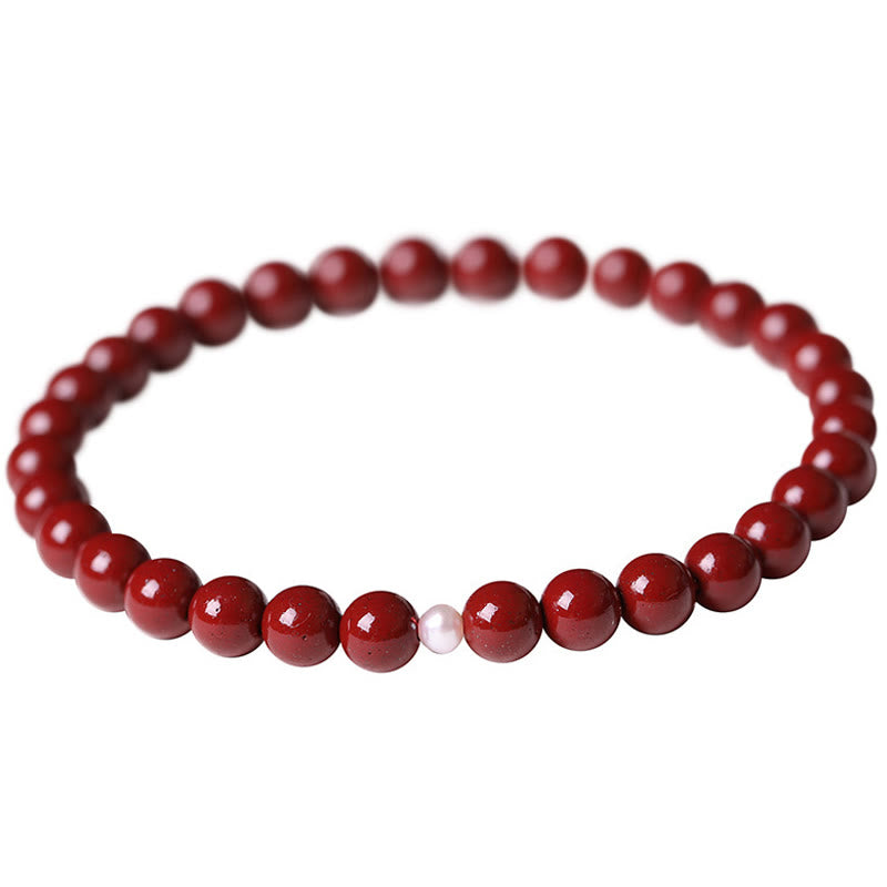 Buddha Stones Gourd Pearl Cinnabar Blessing Beads Bracelet - Pearl Cinnabar(Bead Size: 6mm) - image 10
