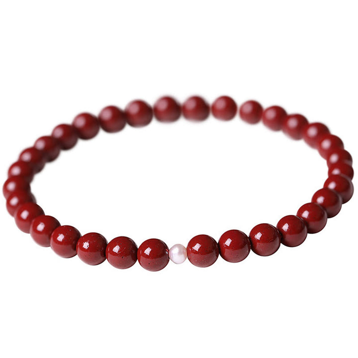 Buddha Stones Gourd Pearl Cinnabar Blessing Beads Bracelet - Pearl Cinnabar(Bead Size: 6mm) - image 10