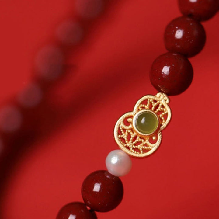 Buddha Stones Gourd Pearl Cinnabar Blessing Beads Bracelet - image 2