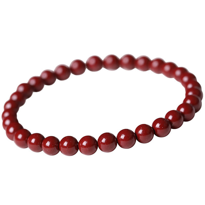 Buddha Stones Gourd Pearl Cinnabar Blessing Beads Bracelet - Cinnabar(Bead Size: 6mm) - image 9