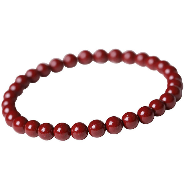 Buddha Stones Gourd Pearl Cinnabar Blessing Beads Bracelet - Cinnabar(Bead Size: 6mm) - image 9