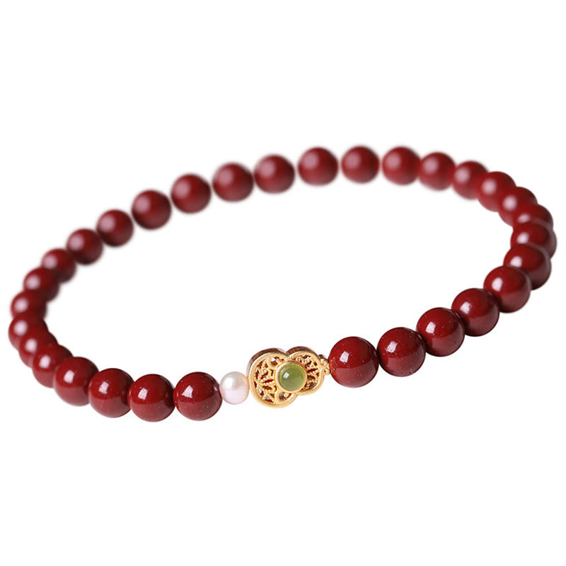 Buddha Stones Gourd Pearl Cinnabar Blessing Beads Bracelet - image 5