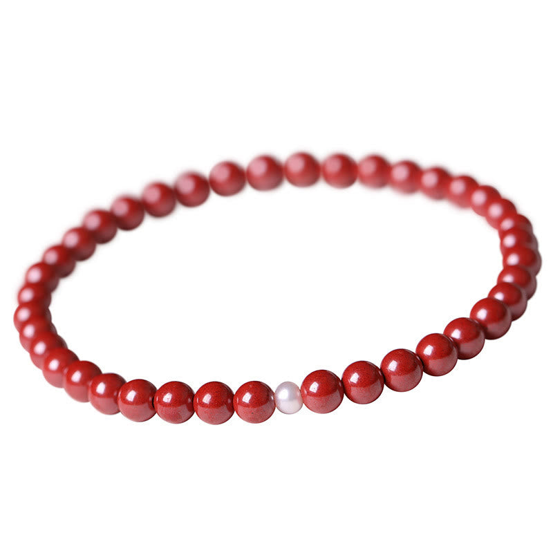 Buddha Stones Gourd Pearl Cinnabar Blessing Beads Bracelet - Pearl Imperial Cinnabar(Bead Size: 6mm) - image 16