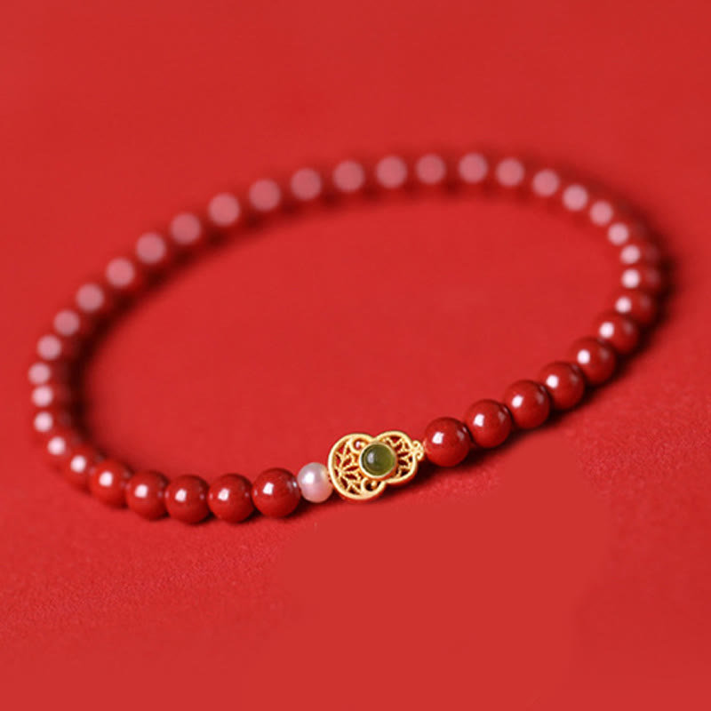Buddha Stones Gourd Pearl Cinnabar Blessing Beads Bracelet - image 15