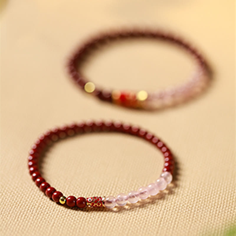Buddha Stones Natural Cinnabar Pink Crystal Strawberry Quartz Lucky Koi Fish Blessing Bracelet - image 15