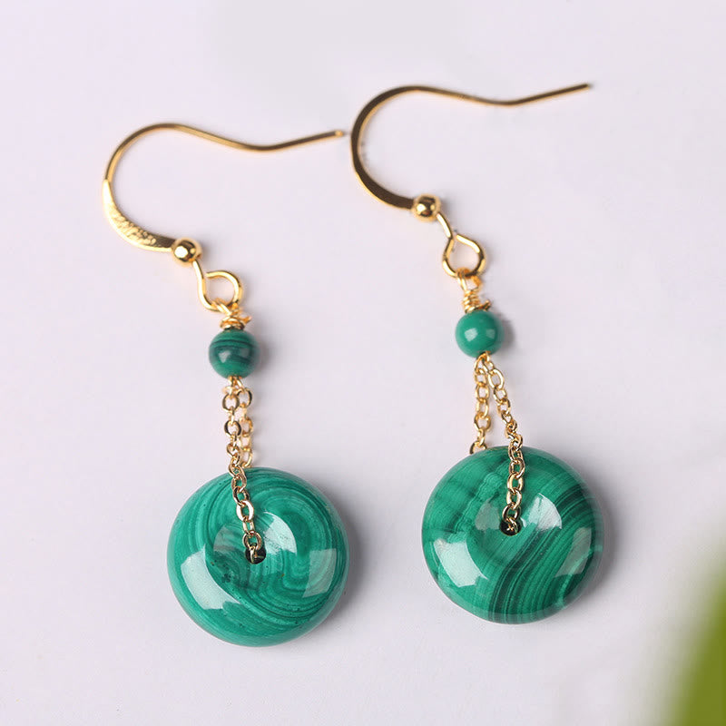 Buddha Stones Natural Malachite Peace Buckle Calmness  Earrings - image 2