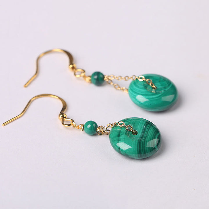 Buddha Stones Natural Malachite Peace Buckle Calmness  Earrings - image 4