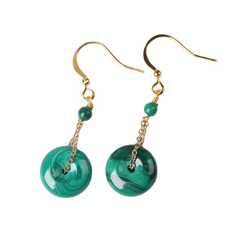 Buddha Stones Natural Malachite Peace Buckle Calmness  Earrings - image 5