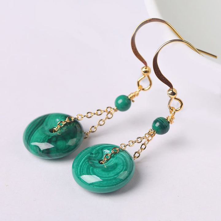 Buddha Stones Natural Malachite Peace Buckle Calmness  Earrings - image 3