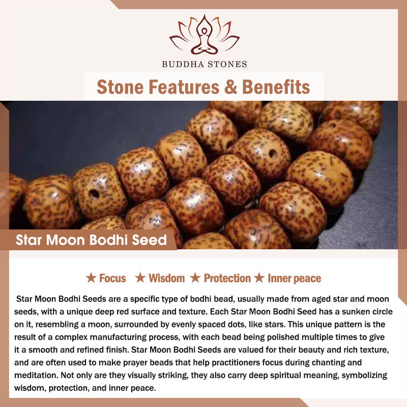 Buddha Stones Hand PolishedStar Moon Bodhi Seed Elephant Pattern Inner Peace Bracelet - image 6