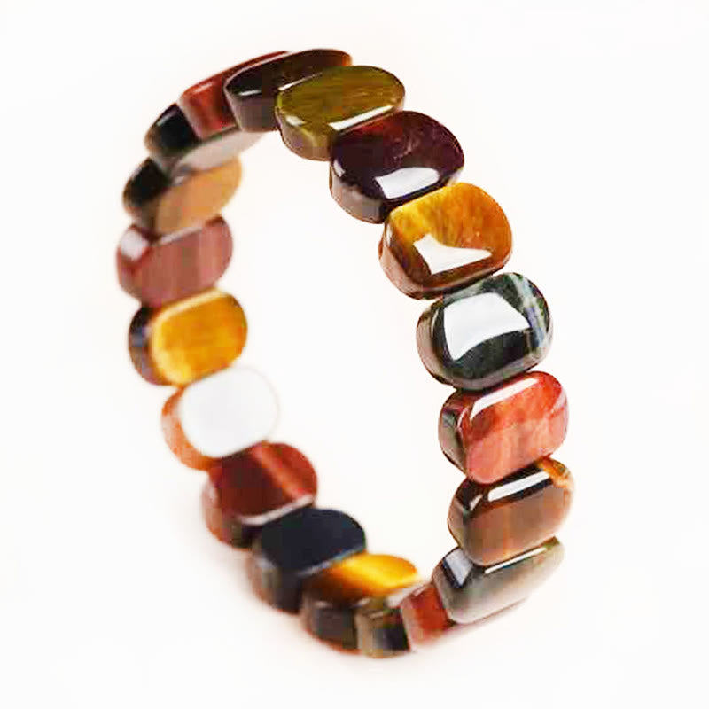 Buddha Stones Natural Colored Tiger Eye Oval Beads Strength Bracelet