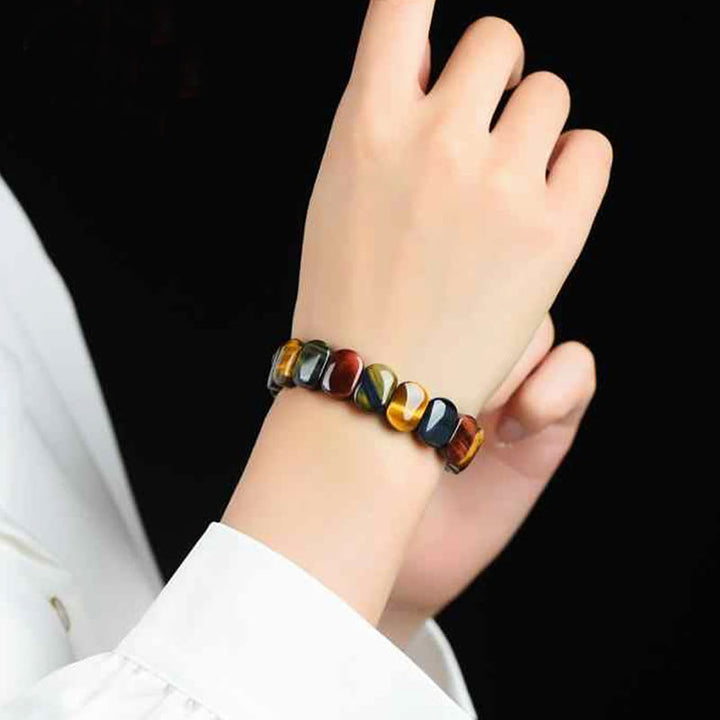 Buddha Stones Natural Colored Tiger Eye Oval Beads Strength Bracelet