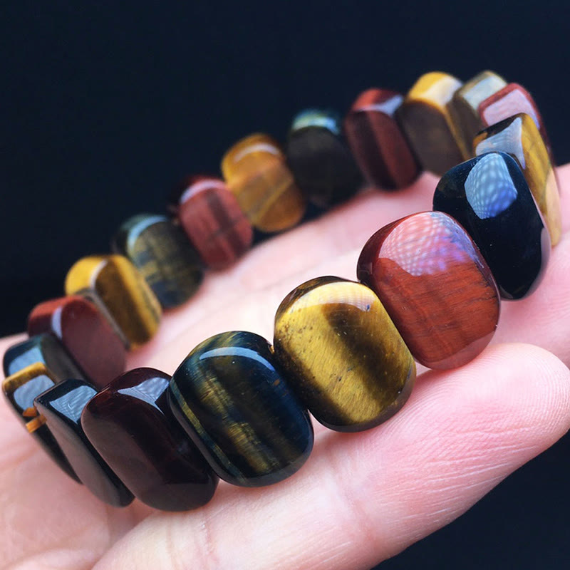 Buddha Stones Natural Colored Tiger Eye Oval Beads Strength Bracelet