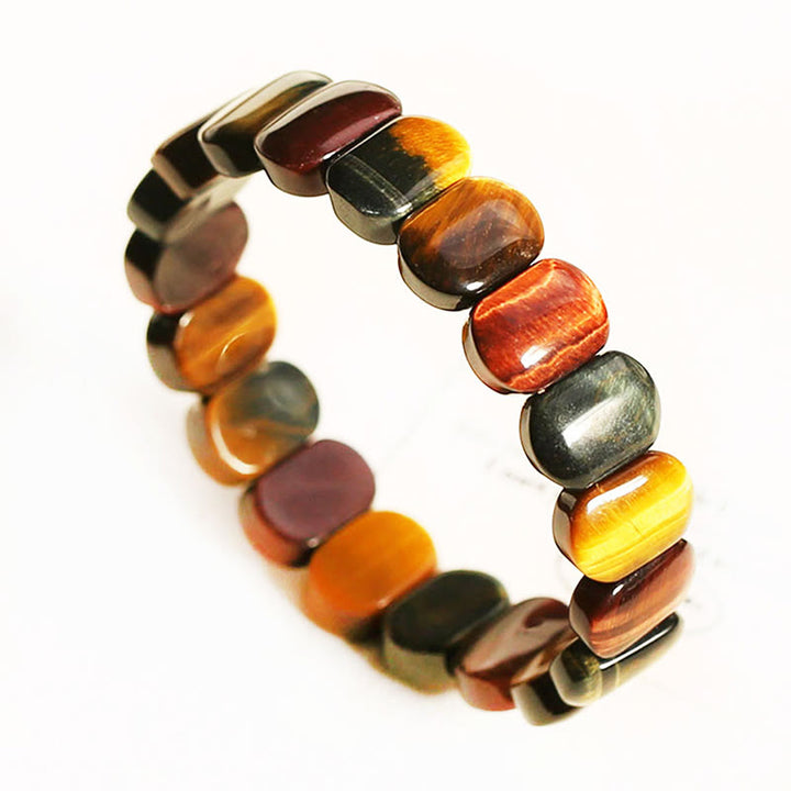 Buddha Stones Natural Colored Tiger Eye Oval Beads Strength Bracelet