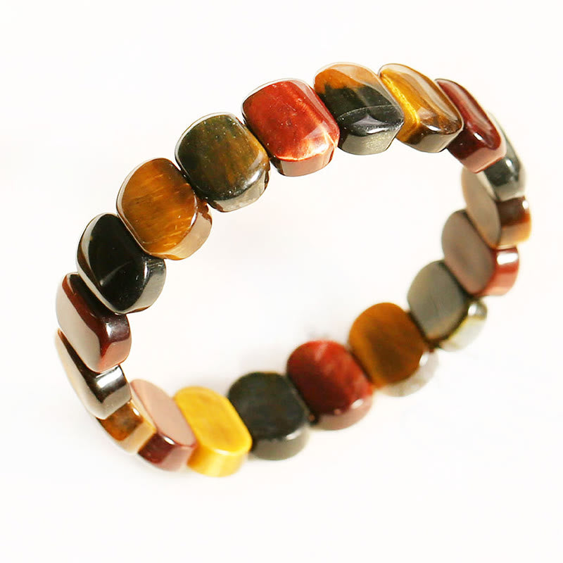 Buddha Stones Natural Colored Tiger Eye Oval Beads Strength Bracelet