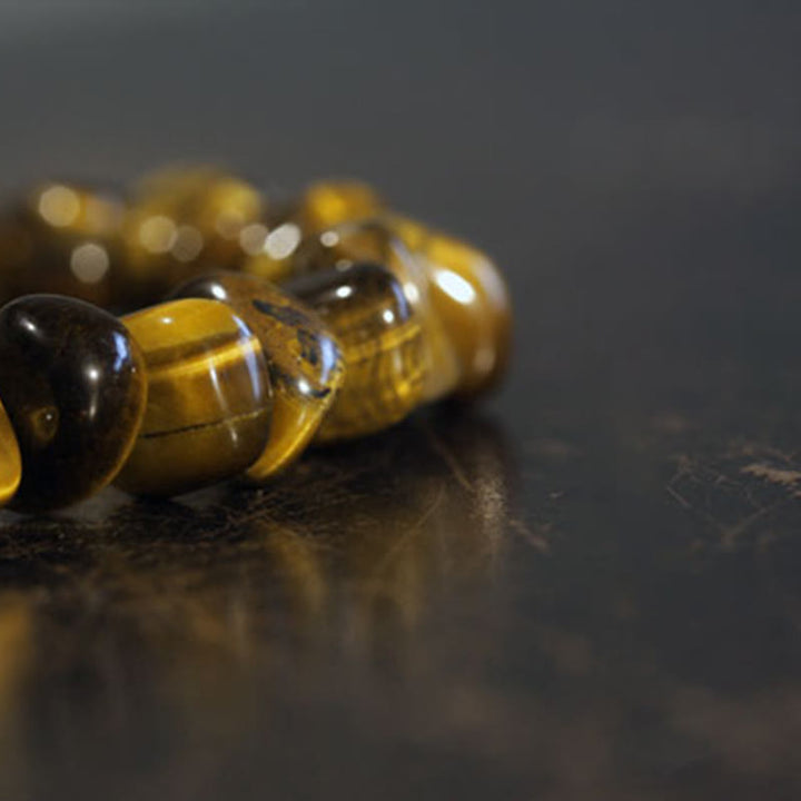 Buddha Stones Tiger Eye Irregular Blocks Courage Bracelet
