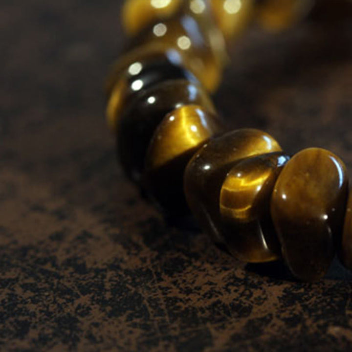 Buddha Stones Tiger Eye Irregular Blocks Courage Bracelet
