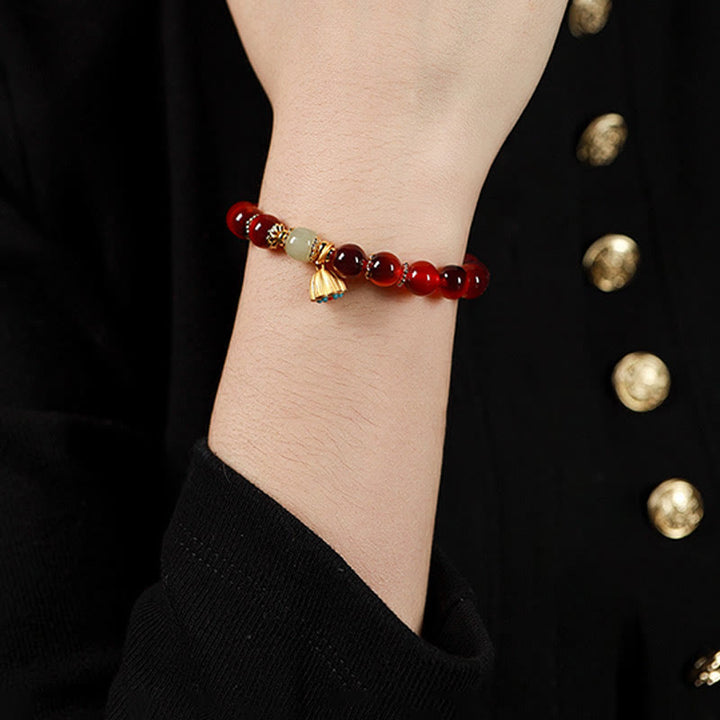 Buddha Stones Natural Colorful Candy Agate Golden Lotus Pod Healing Bracelet - image 19