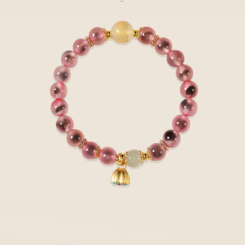 Buddha Stones Natural Colorful Candy Agate Golden Lotus Pod Healing Bracelet - Red Candy Agate(Wrist Circumference: 14-15cm) - image 15