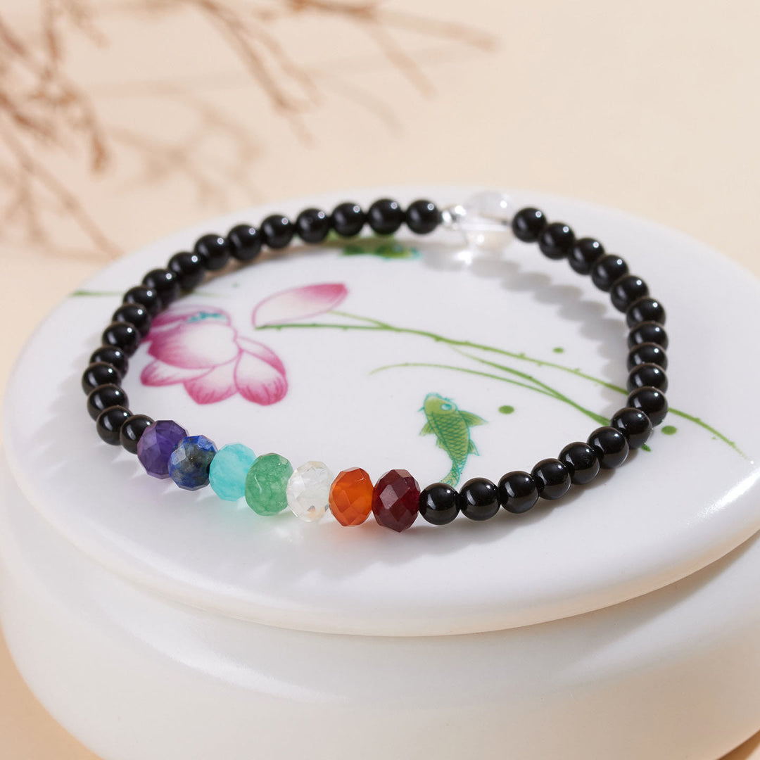 Buddha Stones Ultra-fine 4mm Black Tourmaline Colorful Stone Bracelet - image 3
