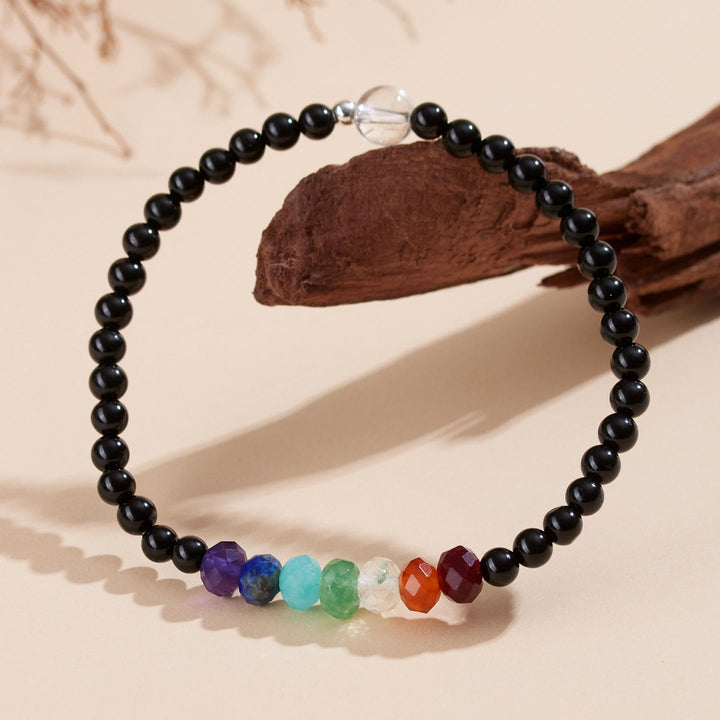 Buddha Stones Ultra-fine 4mm Black Tourmaline Colorful Stone Bracelet - Black Tourmaline(Wrist Circumference: 15-16cm) - image 1
