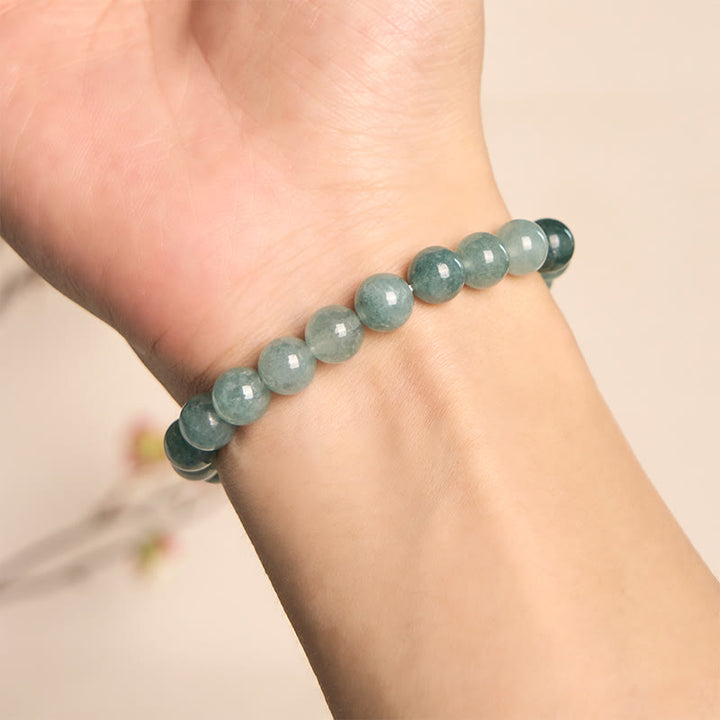 Buddha Stones Blue Jade Peace Buckle Pearl Beads Prosperity Bracelet