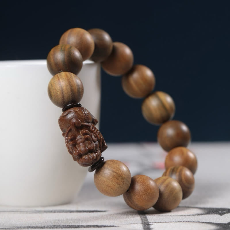 Buddha Stones Green Sandalwood Pixiu Attract Wealth Bracelet - image 3