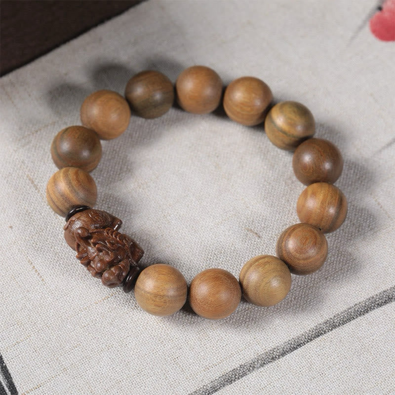 Buddha Stones Green Sandalwood Pixiu Attract Wealth Bracelet - image 5
