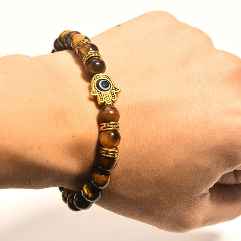 Buddha Stones Tiger Eye Beads Evil Eye Courage Bracelet - image 5