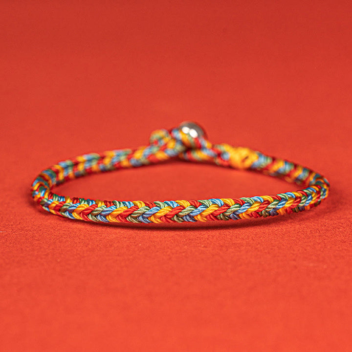 Buddha Stones 925 Sterling Silver Eight Thread Peace Knot Colorful Rope Luck Braided Bracelet - 925 Sterling Silver(Wrist Circumference:19cm) - image 1