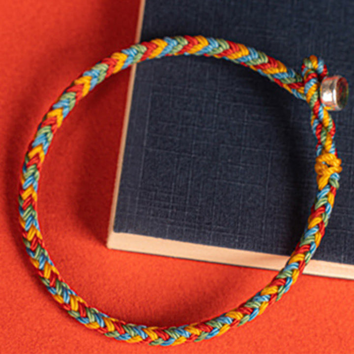 Buddha Stones 925 Sterling Silver Eight Thread Peace Knot Colorful Rope Luck Braided Bracelet - image 5