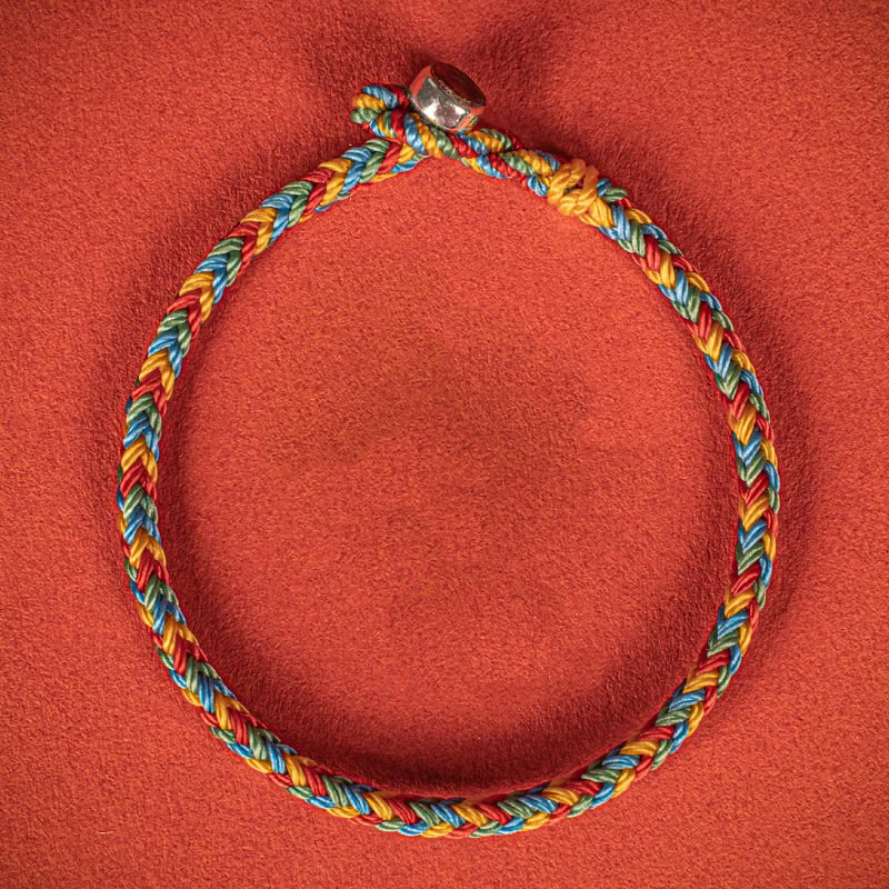 Buddha Stones 925 Sterling Silver Eight Thread Peace Knot Colorful Rope Luck Braided Bracelet - image 8