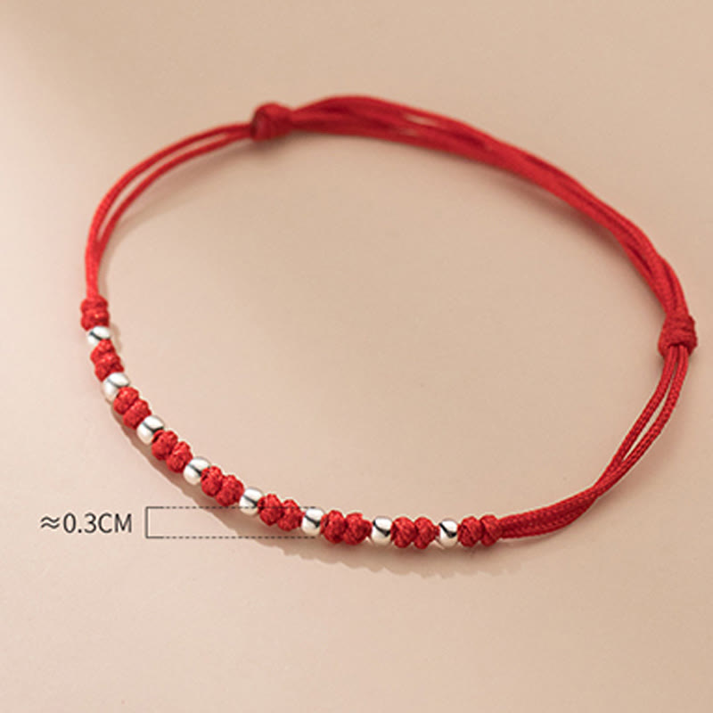 Buddha Stones 925 Sterling Silver Beads Red String Adjustable Luck Bracelet - image 11