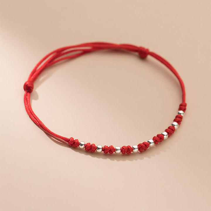 Buddha Stones 925 Sterling Silver Beads Red String Adjustable Luck Bracelet - image 8