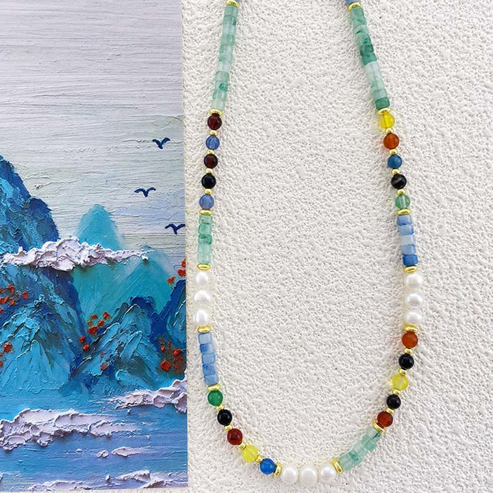 Buddha Stones Pearl Glass Healing Necklace Pendant - Pearl - image 1