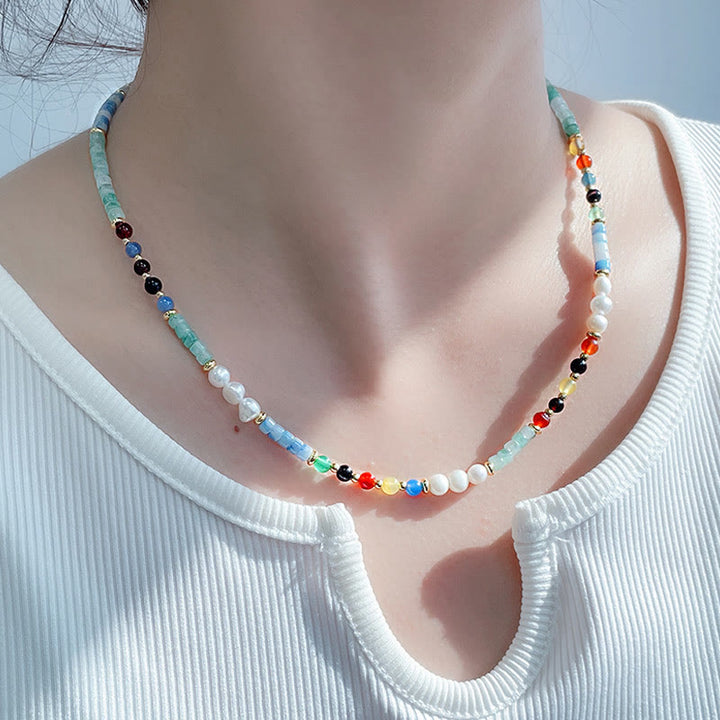 Buddha Stones Pearl Glass Healing Necklace Pendant - image 5