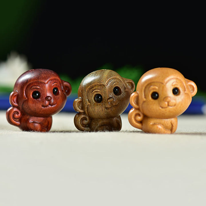 Buddha Stones Green Sandalwood Small Leaf Red Sandalwood Cute Monkey Animals Peace Decoration - image 13
