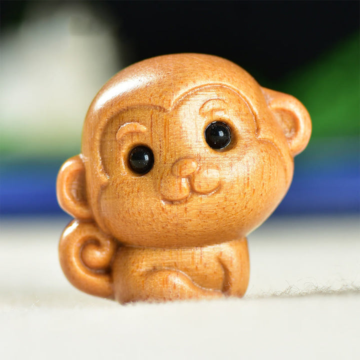 Buddha Stones Green Sandalwood Small Leaf Red Sandalwood Cute Monkey Animals Peace Decoration - Sandalwood Monkey(28*28*22mm) - image 9