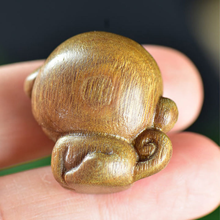 Buddha Stones Green Sandalwood Small Leaf Red Sandalwood Cute Monkey Animals Peace Decoration - image 5