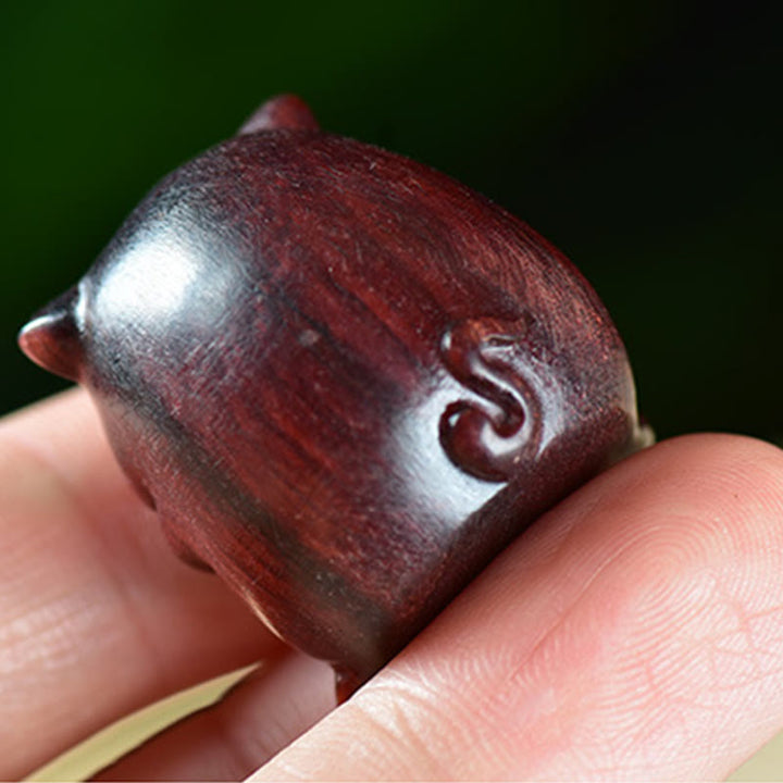 Buddha Stones Green Sandalwood Small Leaf Red Sandalwood Cute Pig Animals Positive Decoration - image 12
