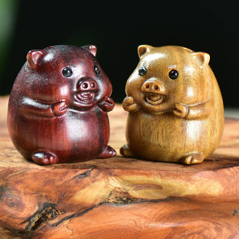Buddha Stones Green Sandalwood Small Leaf Red Sandalwood Cute Pig Animals Positive Decoration - image 19