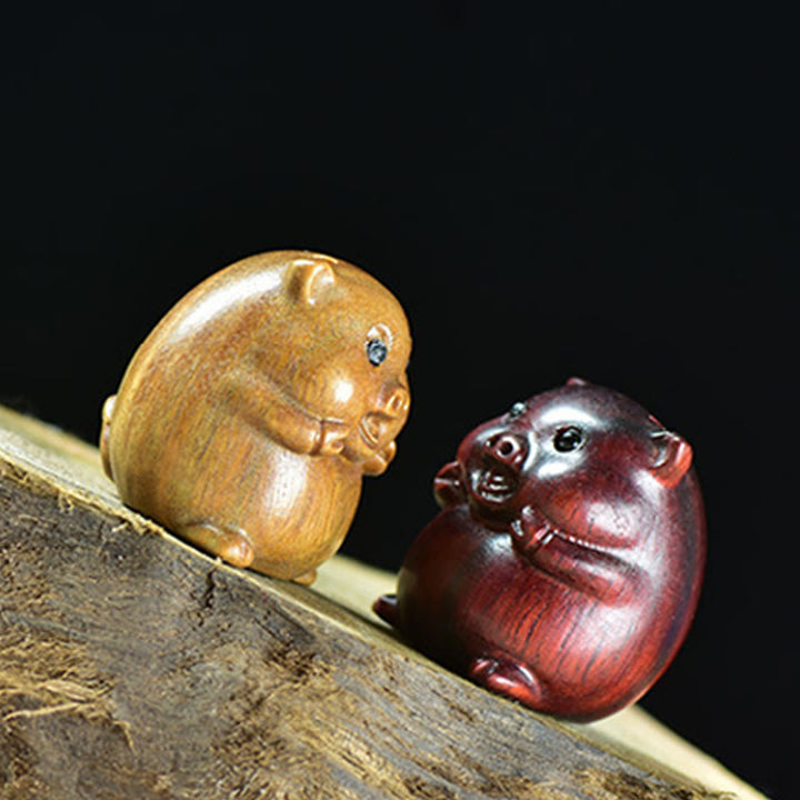 Buddha Stones Green Sandalwood Small Leaf Red Sandalwood Cute Pig Animals Positive Decoration - image 20