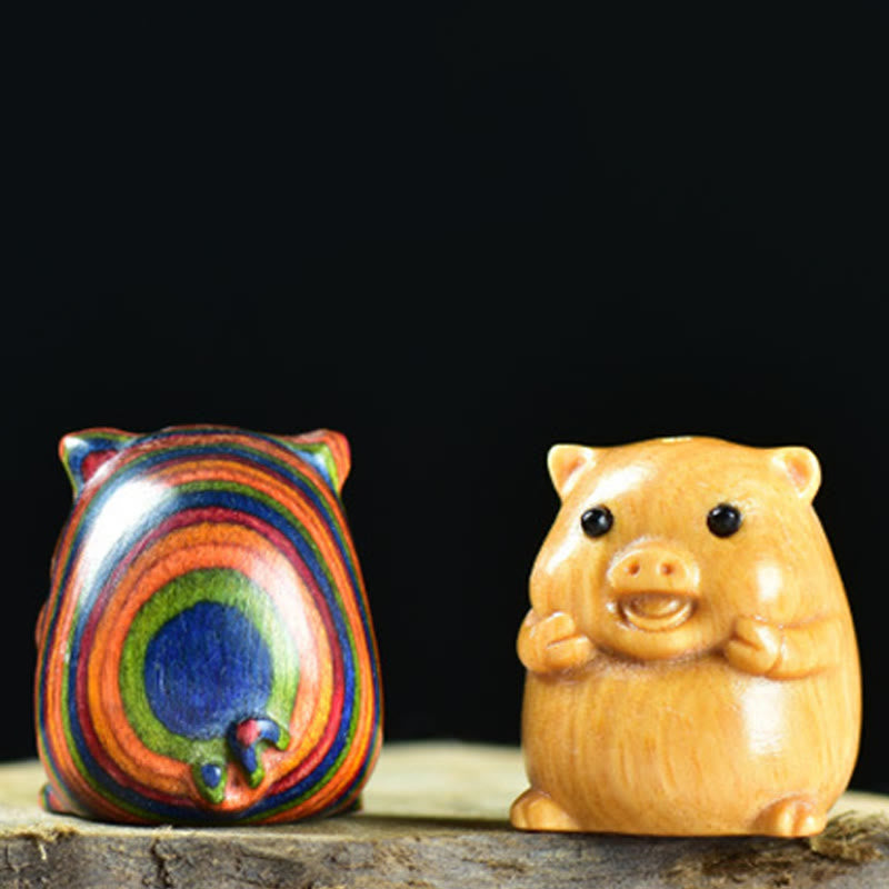 Buddha Stones Green Sandalwood Small Leaf Red Sandalwood Cute Pig Animals Positive Decoration - image 17