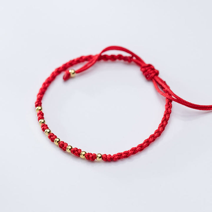 Buddha Stones 925 Sterling Silver Plated Gold Beads Red String Braided Protection Bracelet - image 11