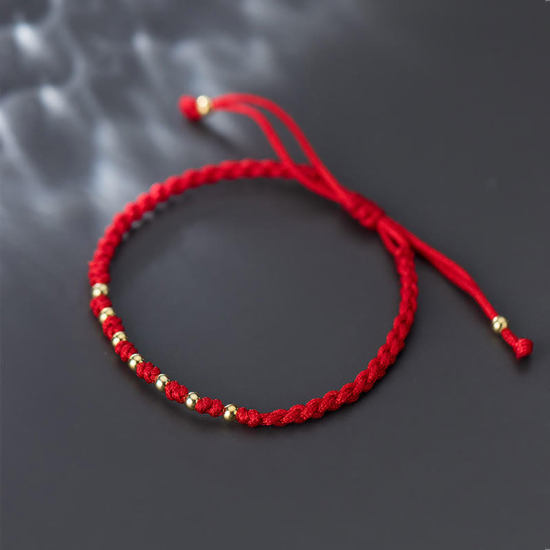 Buddha Stones 925 Sterling Silver Plated Gold Beads Red String Braided Protection Bracelet - image 9